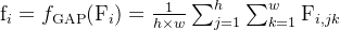 athrm{f}{i}=f{athrm{GAP}}=rac{1}{himes w}um_{j=1}{h}\sum_{k=1}{w}athrm{F}_{i,jk}