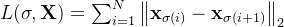 L=um_{i=1}^{N}eftathbf{x}{igma}-athbf{x}{igma}ight_{2}
