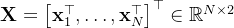 athbf{X}=eft^{op} n athbb{R}^{N imes 2}